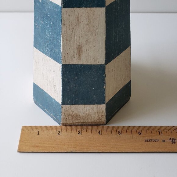 Midwest Imports Wood Indoor Blue and White Checked Birdhouse Lighthouse 14" tall - Picture 5 of 5